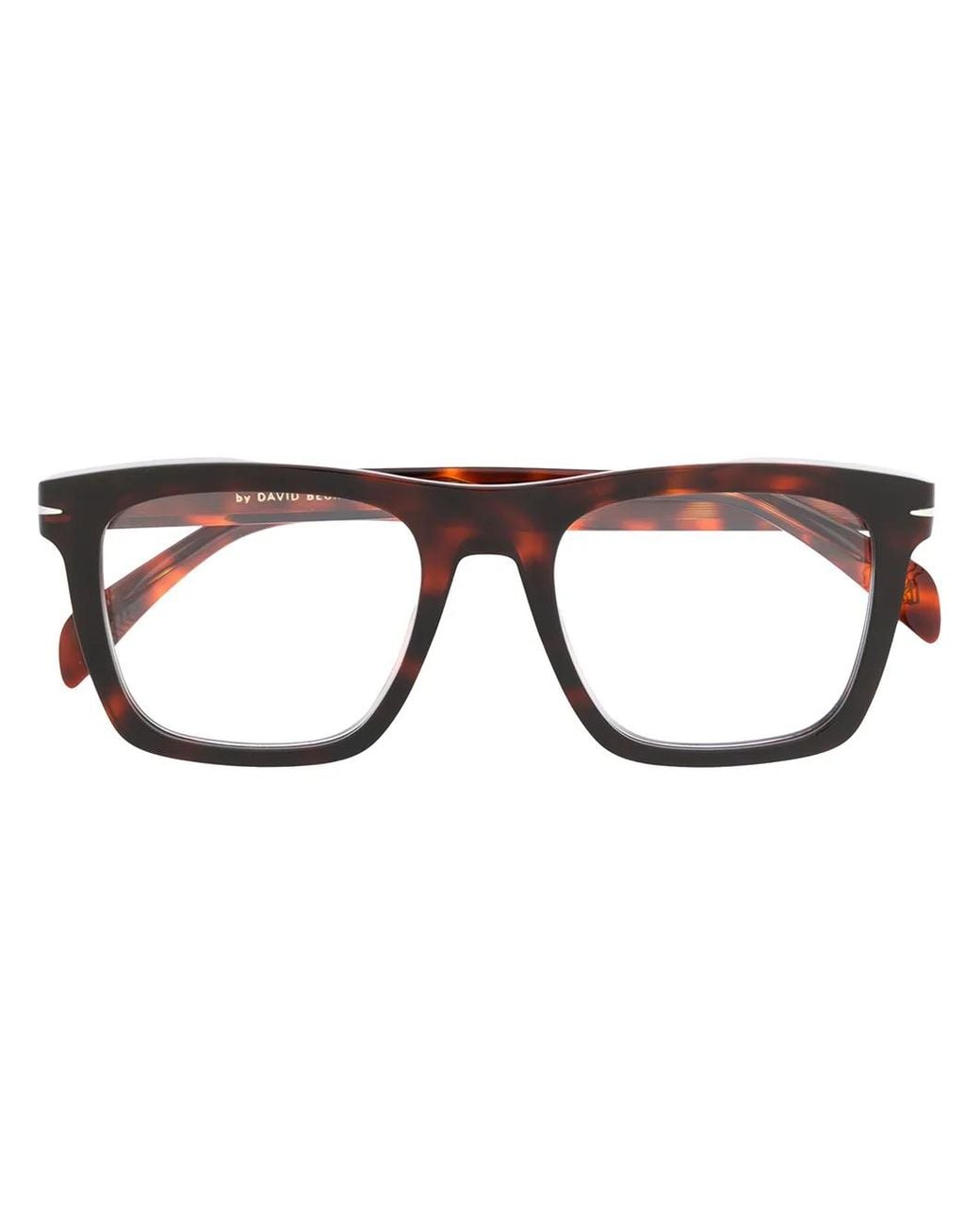 David Beckham Brown Rectangular Frame Tortoise-Shell Glasses