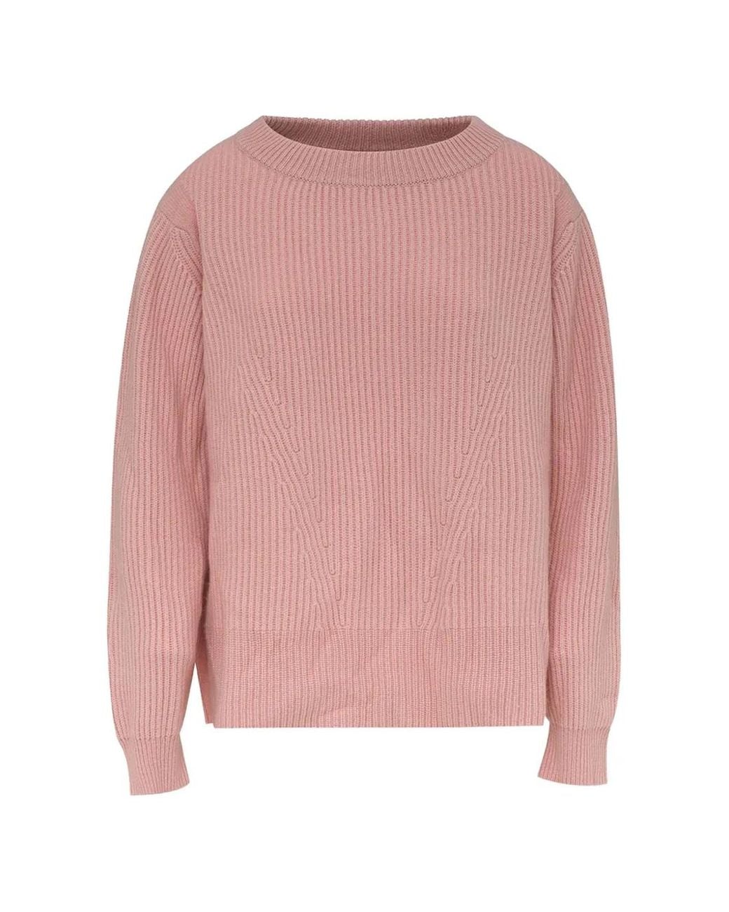 Malo Pink Cable-Detail Ribbed-Knit Sweater