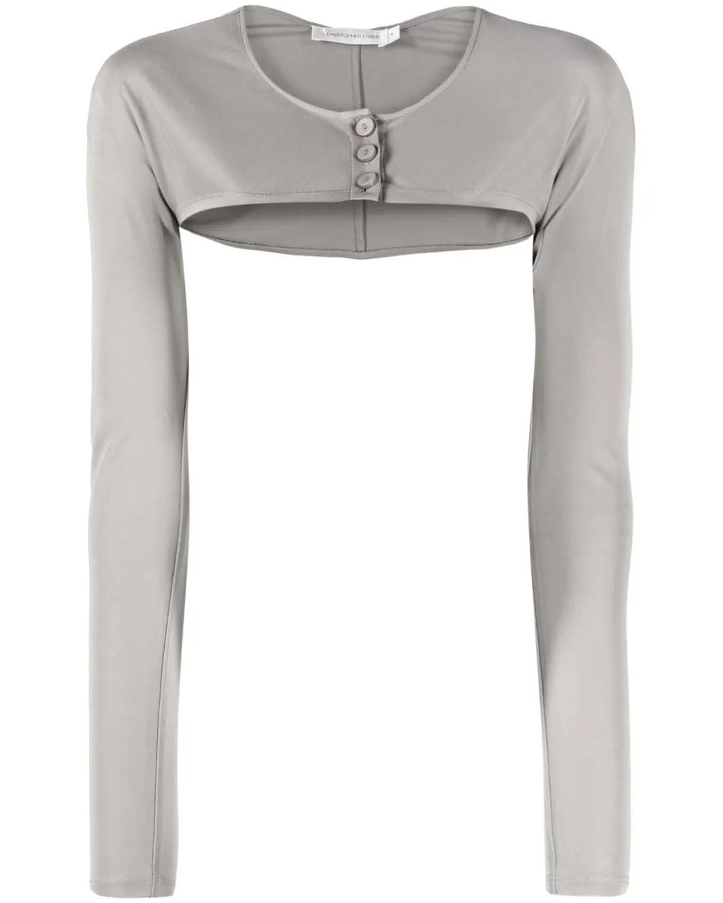 Christopher Esber Gray Long-Sleeve Cropped Top