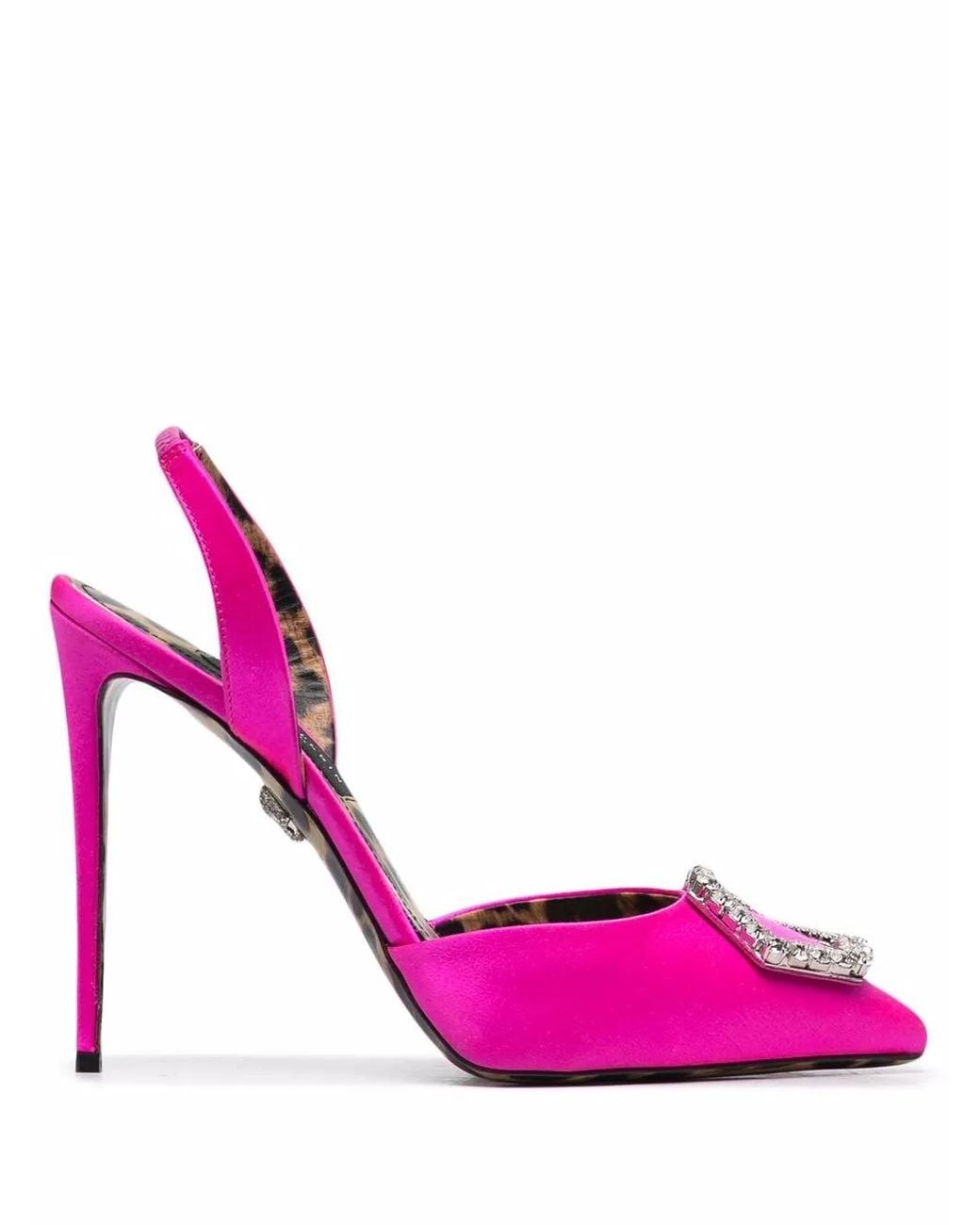 Philipp Plein Pink Crystal Hexagon High-heeled Pumps