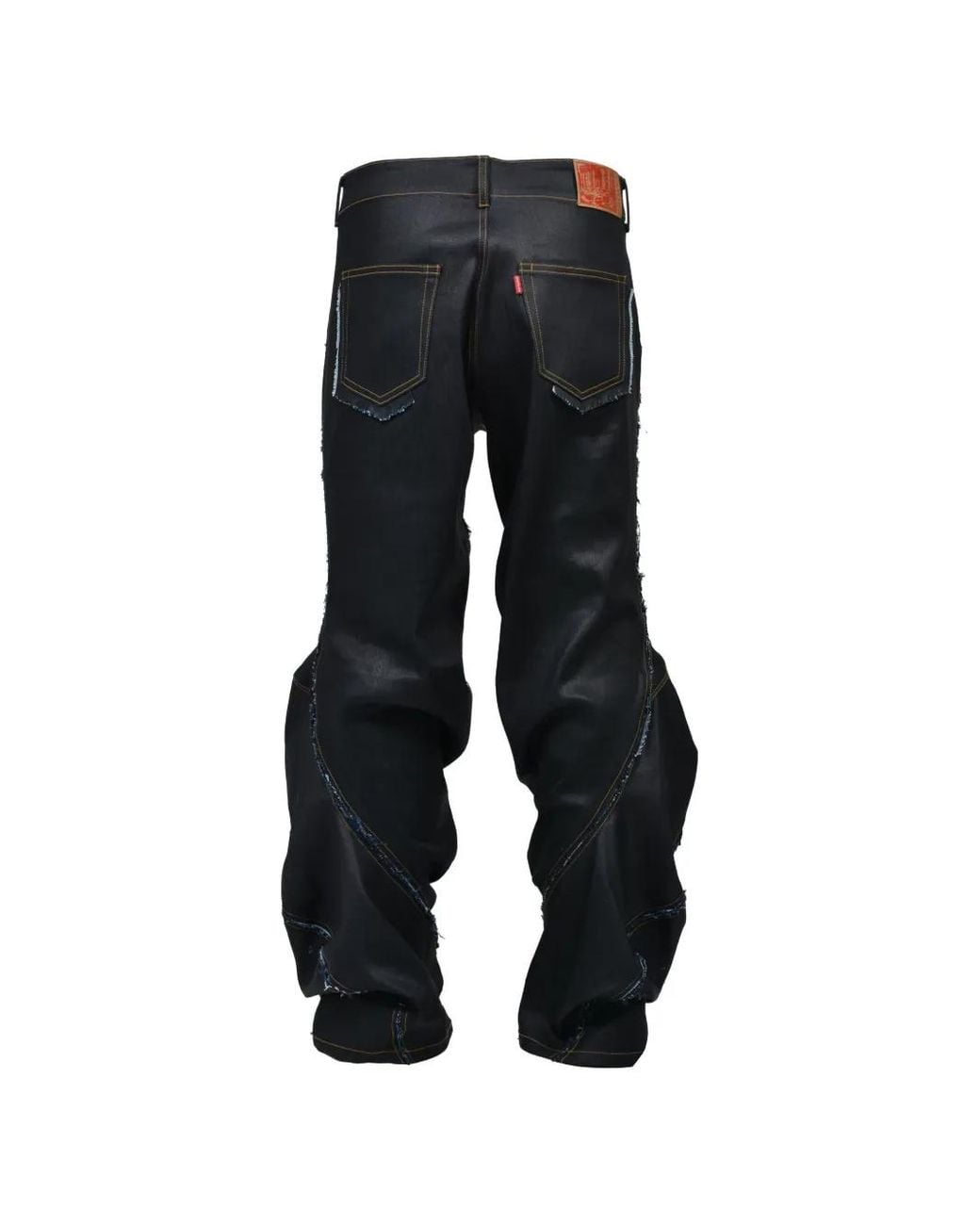 JUNTAE KIM Black Laser-Slashed Twist Jeans for men