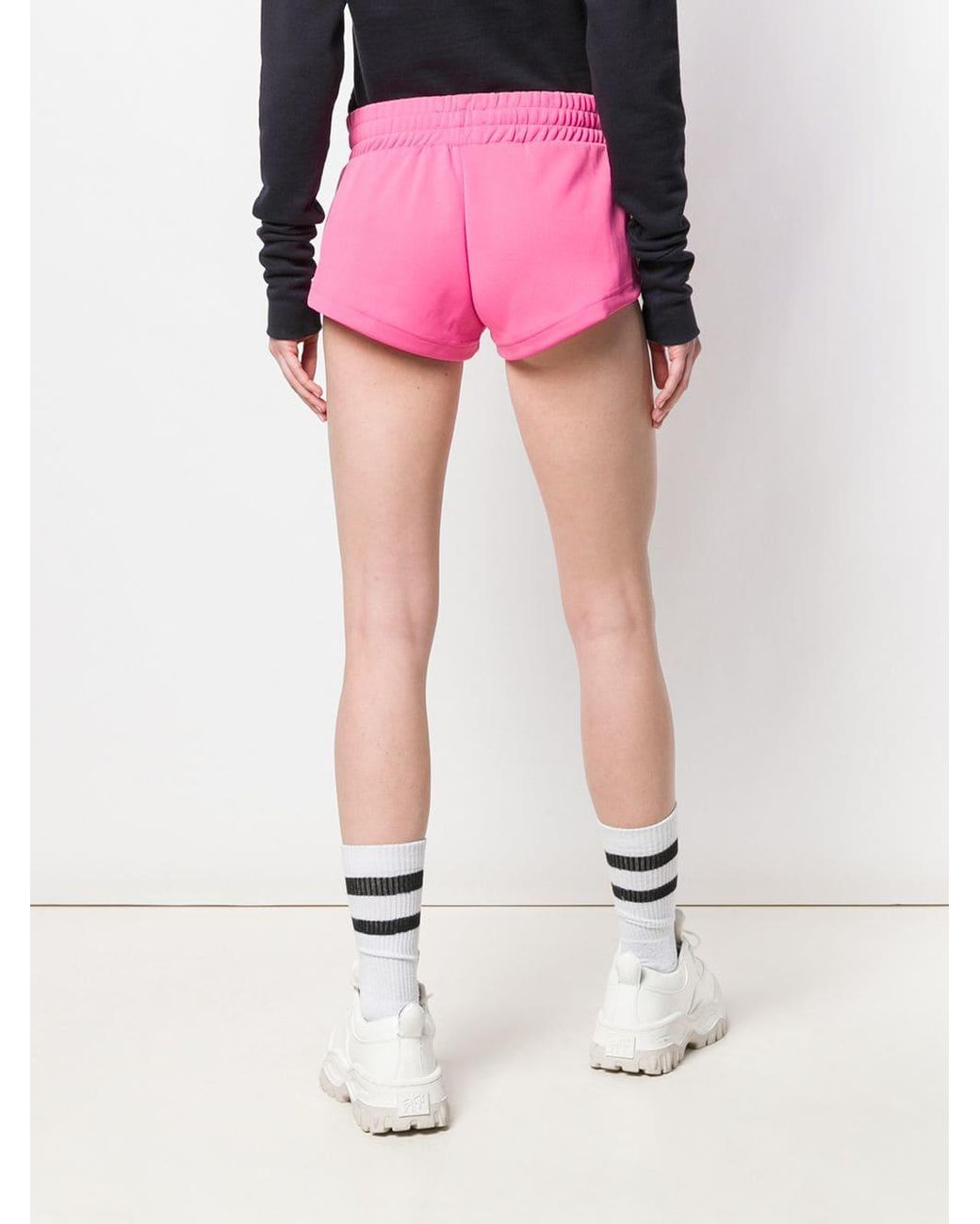 【関税＆送料込み】Palm Angels Pink Linen Shorts Palm Angels Cropped Track Shorts in Pink | Lyst Canada