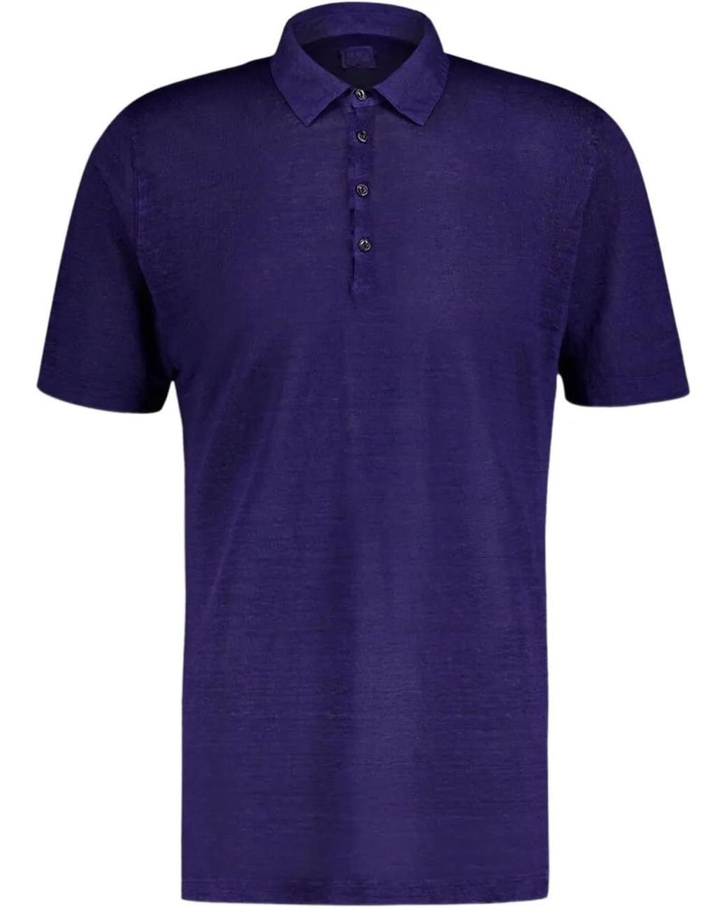 120% Lino Blue Linen Polo Shirt for men