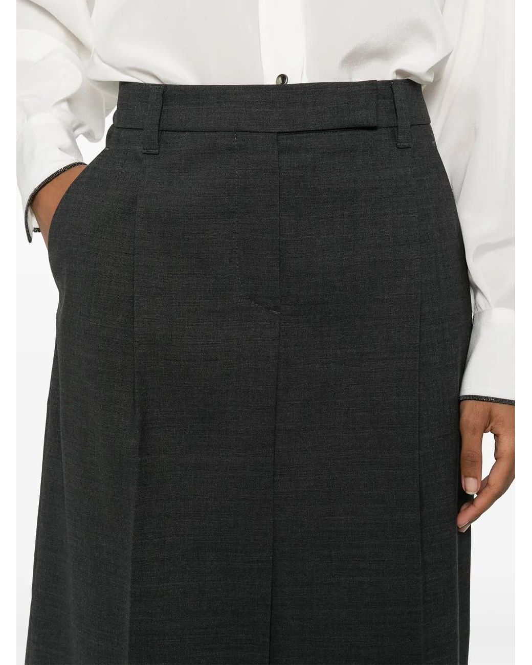 Brunello Cucinelli Black Darted Pencil Skirt