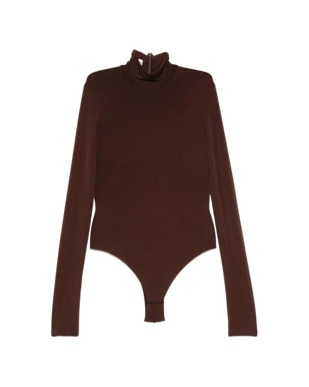 ANDAMANE Brown Ziggy High-Neck Long-Sleeve Bodysuit