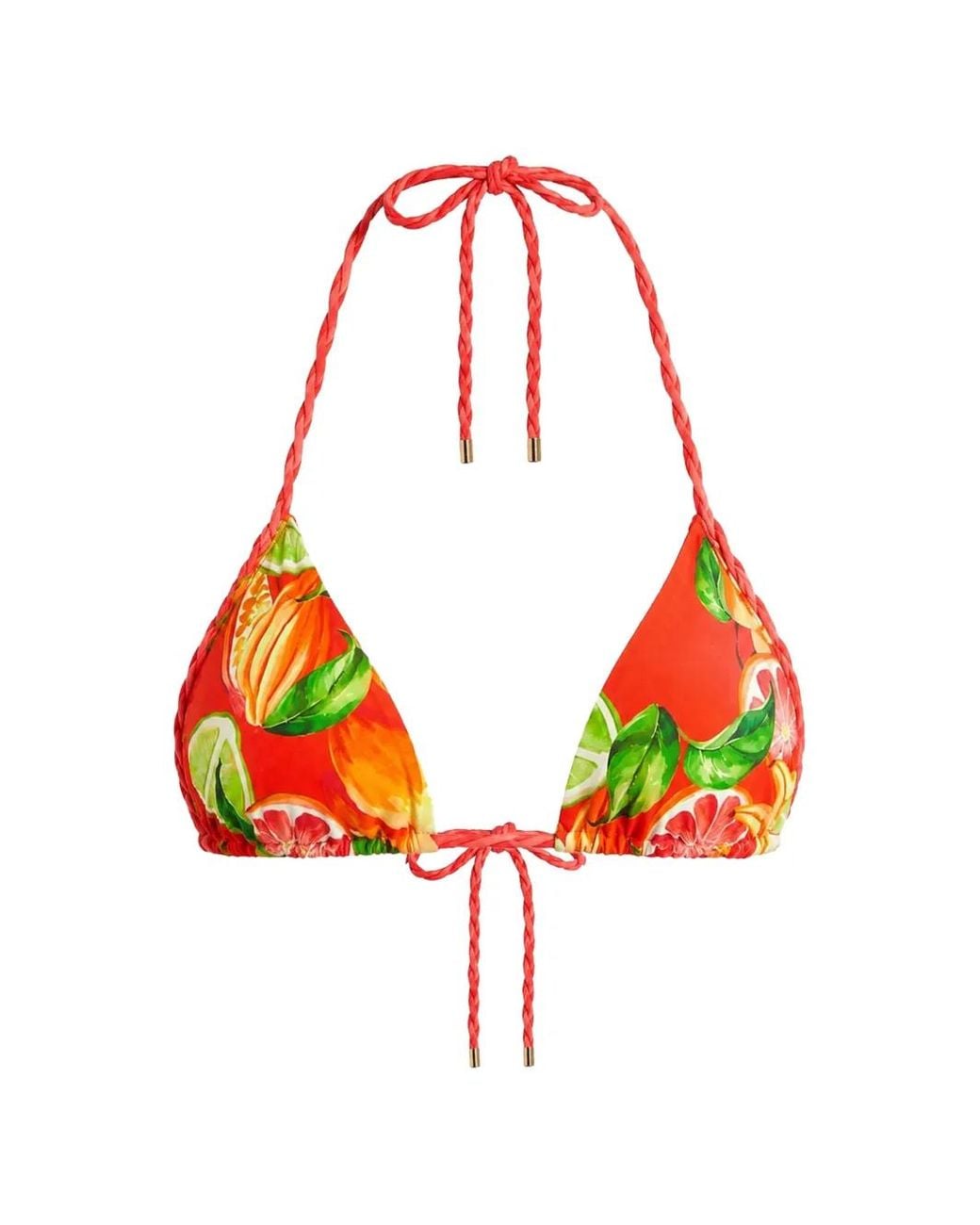 Farm Rio Red Rope-Detail Triangle Bikini Top