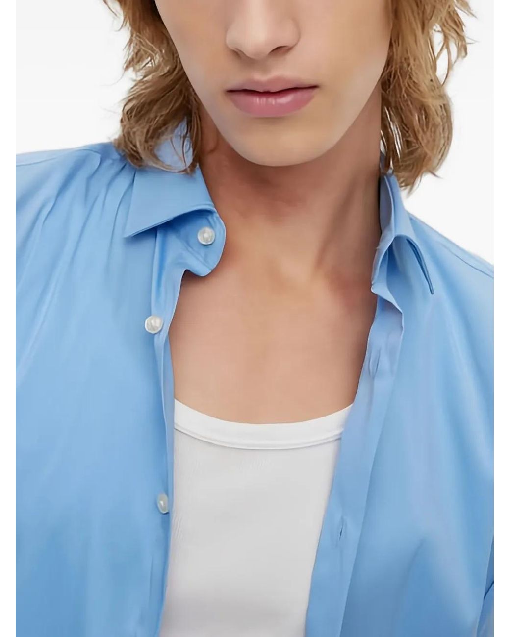 HUGO Blue Long-Sleeve Cotton Shirt for men