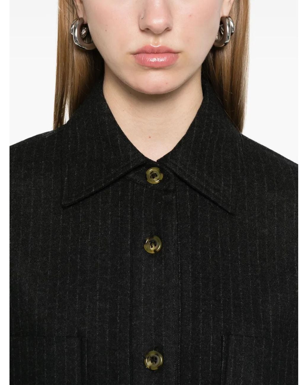 LE SULLY STUDIO Black Pinstriped Overshirt