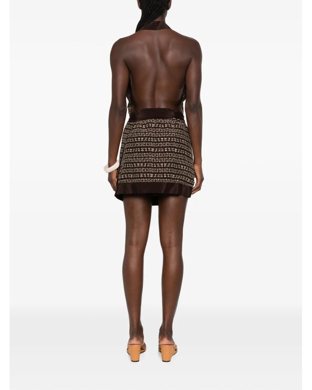 Sir Brown Astrid Printed Halter-Neck Mini Dress