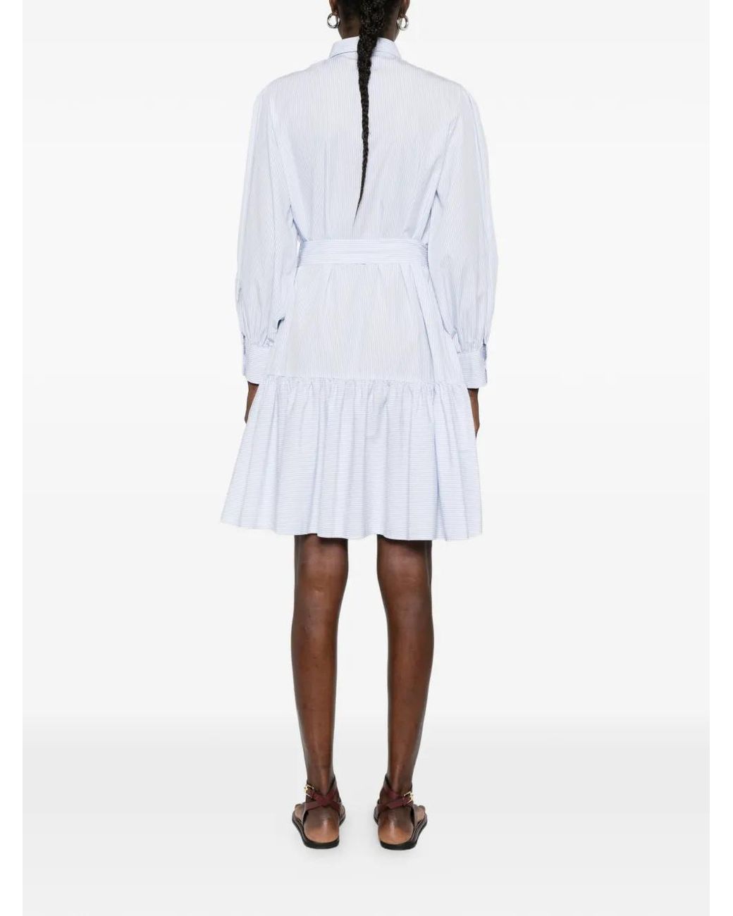 Gant White Belted Striped-Pattern Mini Dress