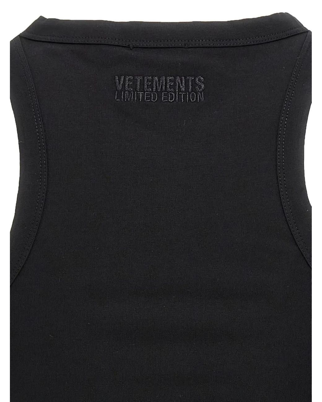 Vetements Black Logo-Print Tank Top