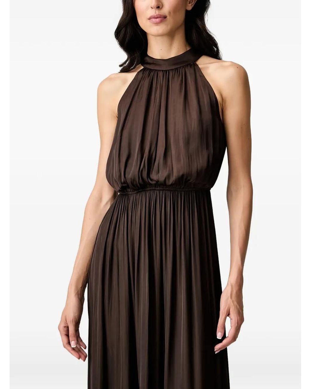Morgan Black Halterneck Pleated Maxi Dress