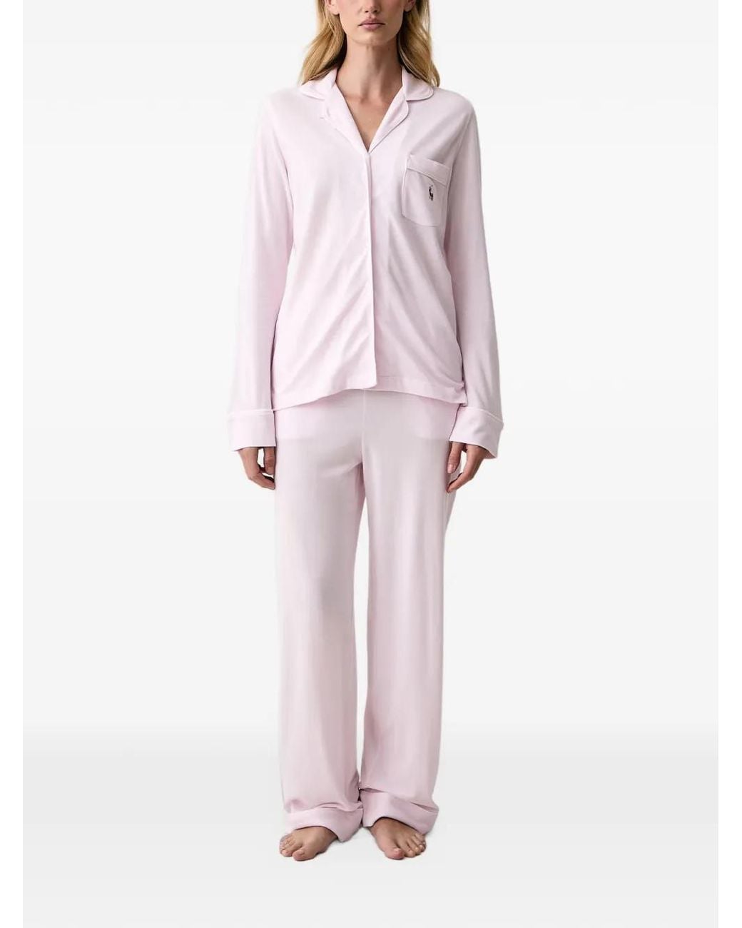 Polo Ralph Lauren Pink Logo-Embroidered Pajama Set