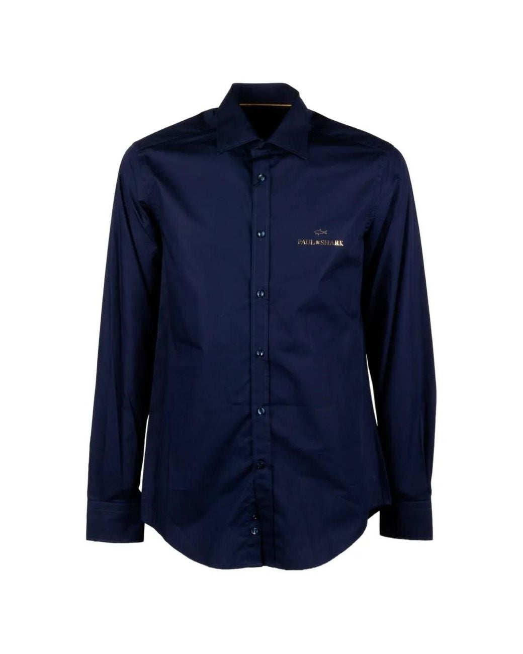 Paul & Shark Blue Logo-Embroidered Spread-Collar Shirt for men