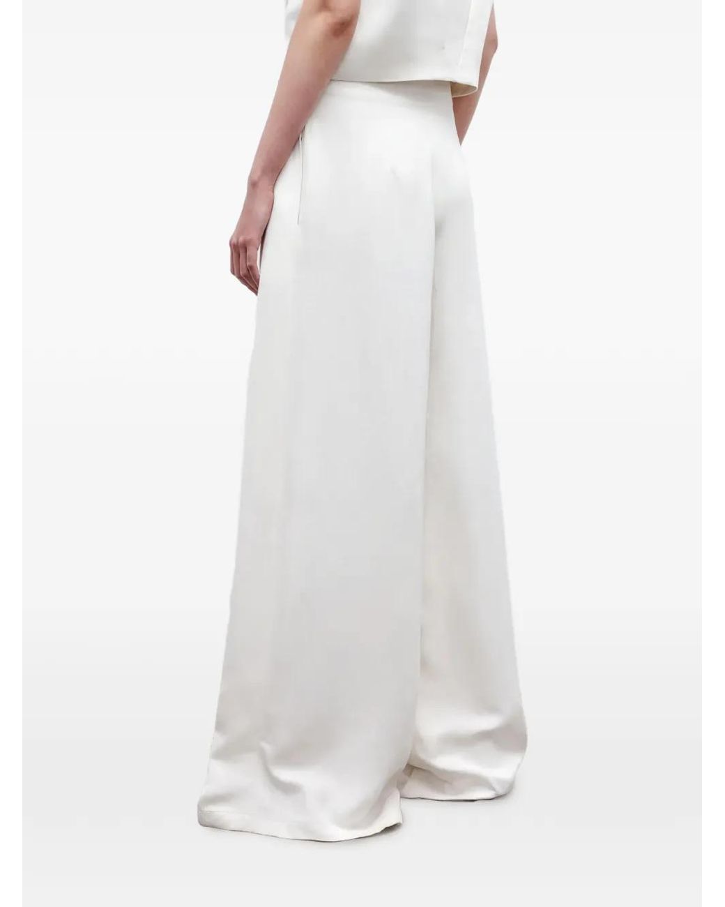 Twp White Drew Pleated Wide-Leg Trousers