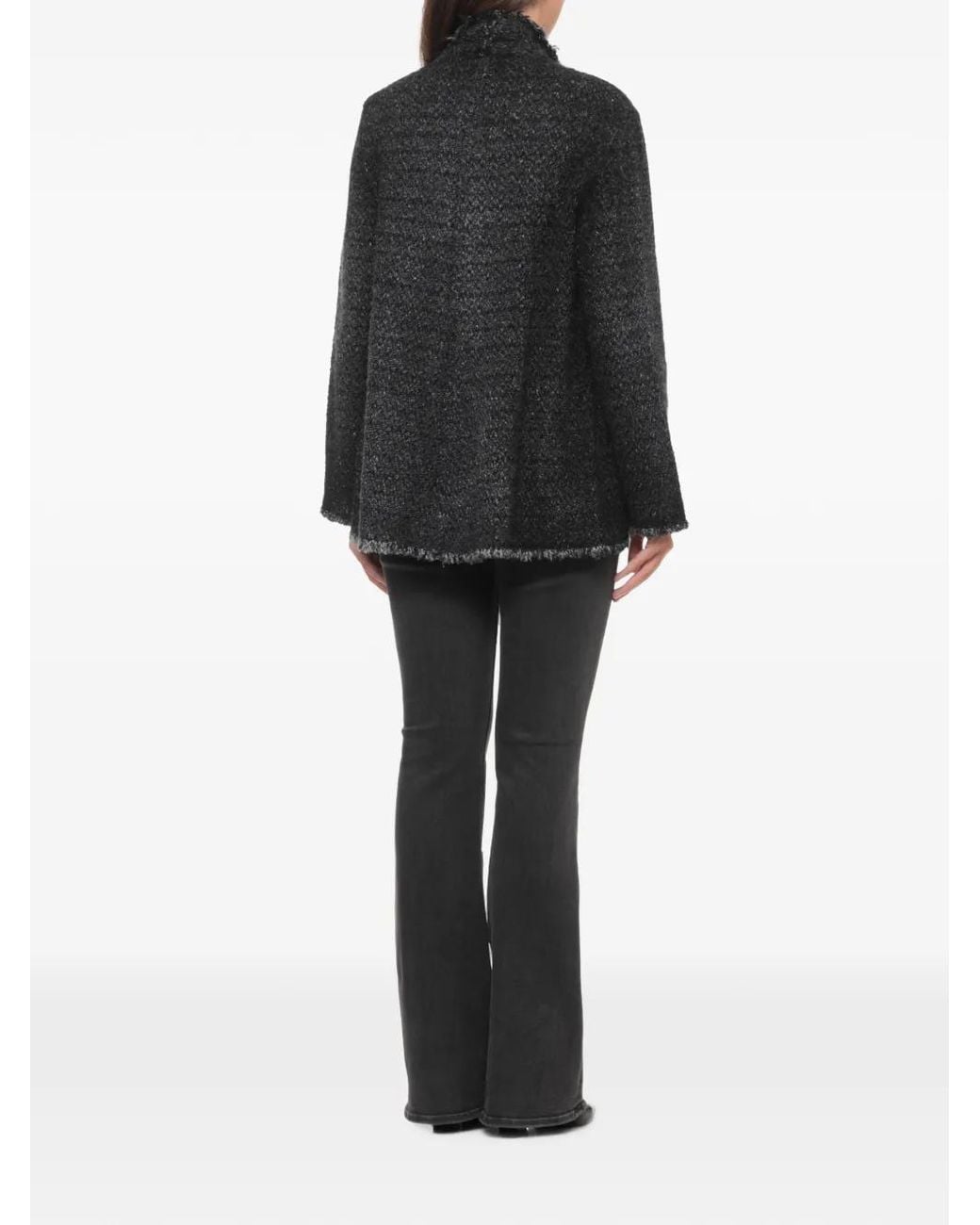 Avant Toi Black Raw-Edge Cardigan