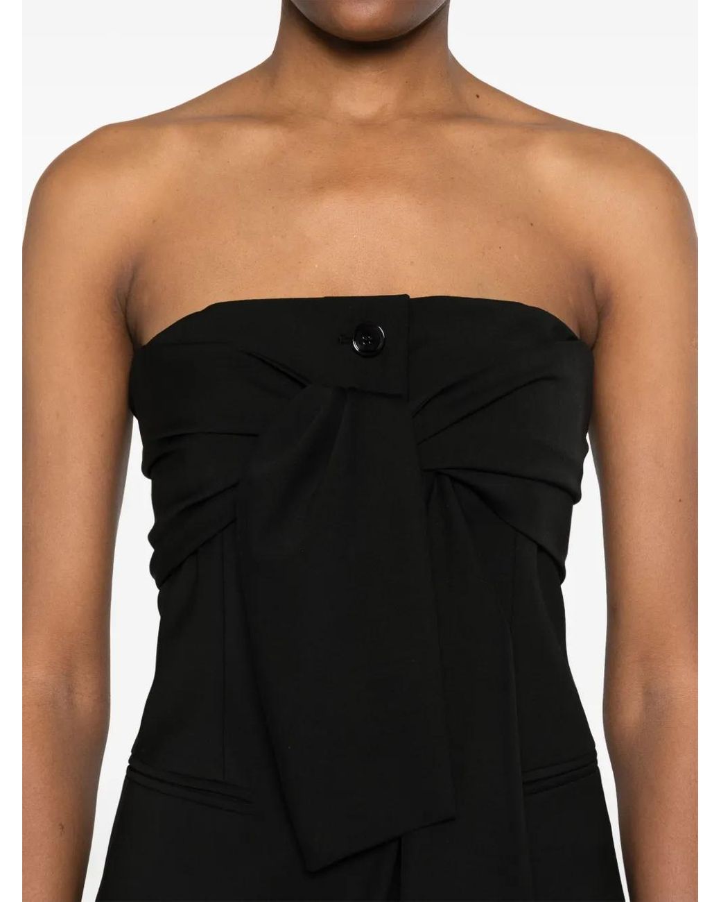 Max Mara Black Wool Canvas Bustier Top