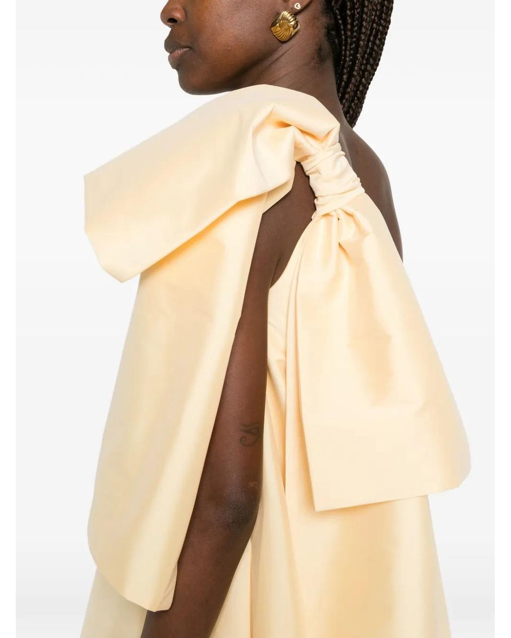 BERNADETTE White Winnette One-Shoulder Bow Maxi Dress