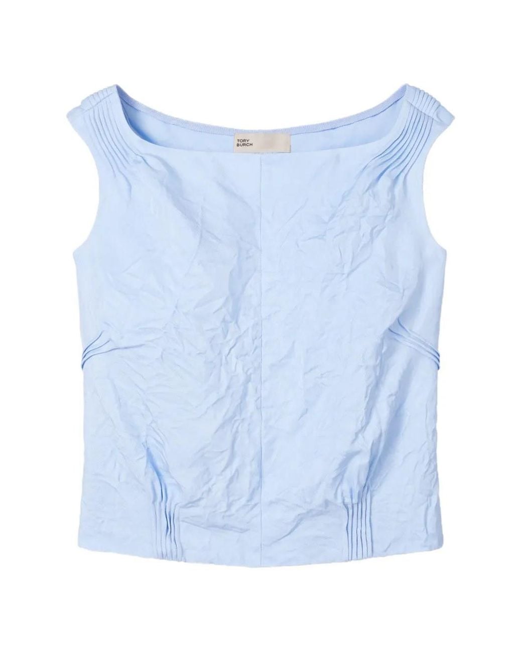 Tory Burch Blue Crinkled Viscose Top