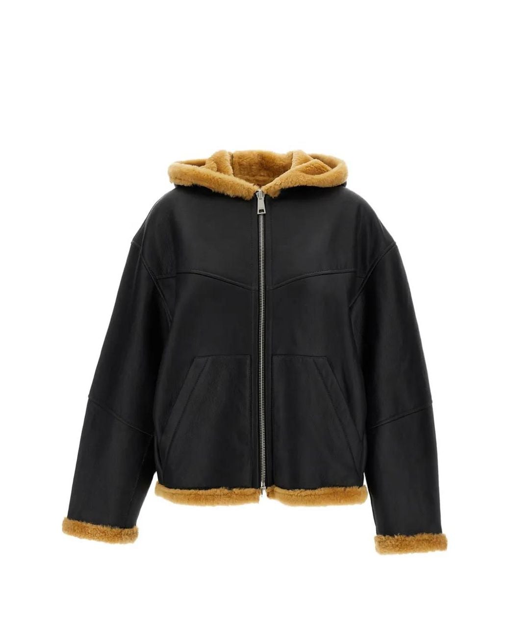 Halfboy Black Reversible Hooded Shearling Jacket