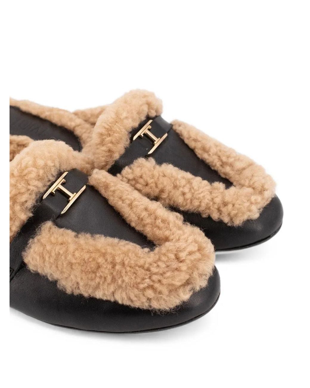 Toral Shoes White Daphne Shearling-Trim Leather Slippers