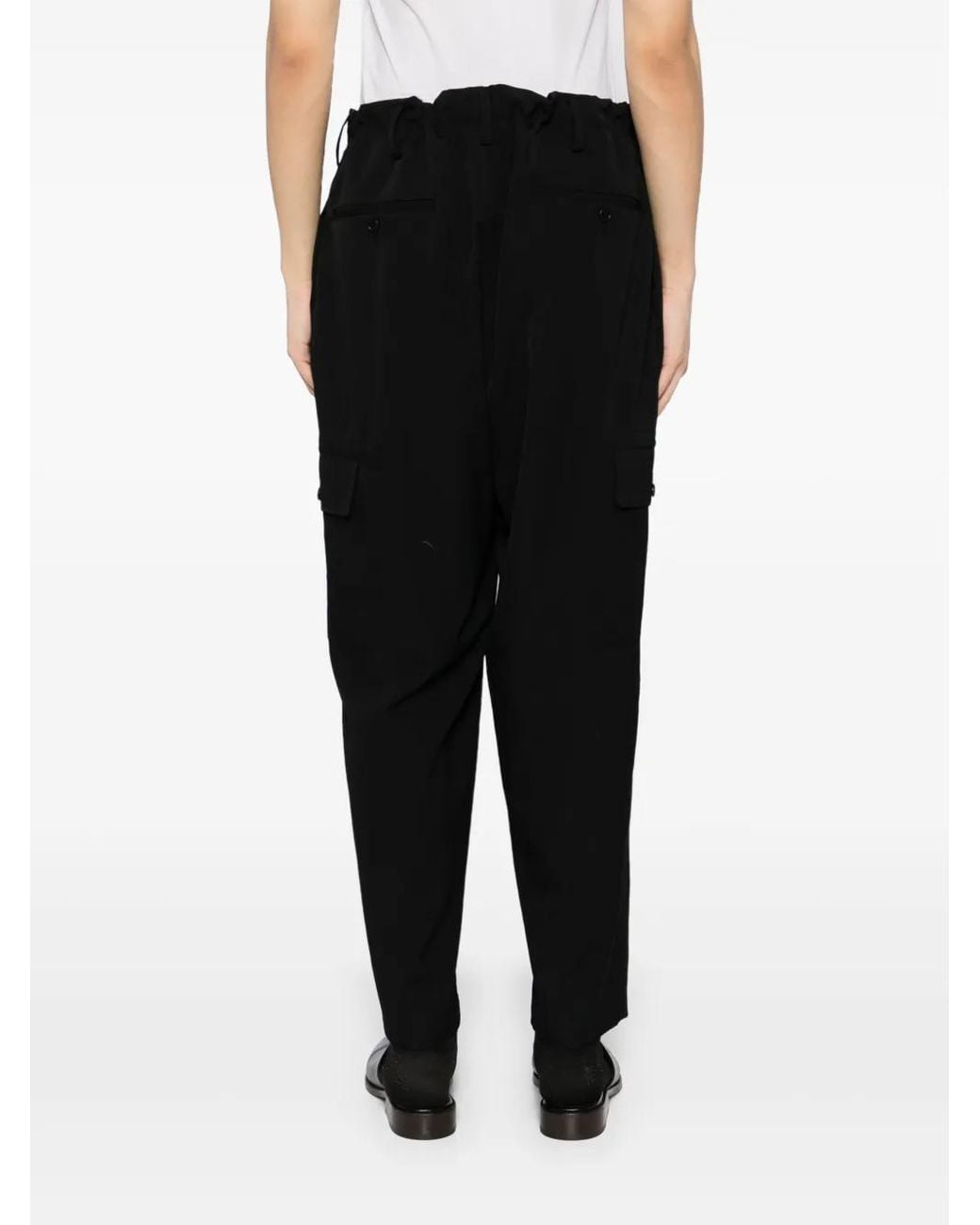 Yohji Yamamoto Black Wool Gabardine Trousers for men