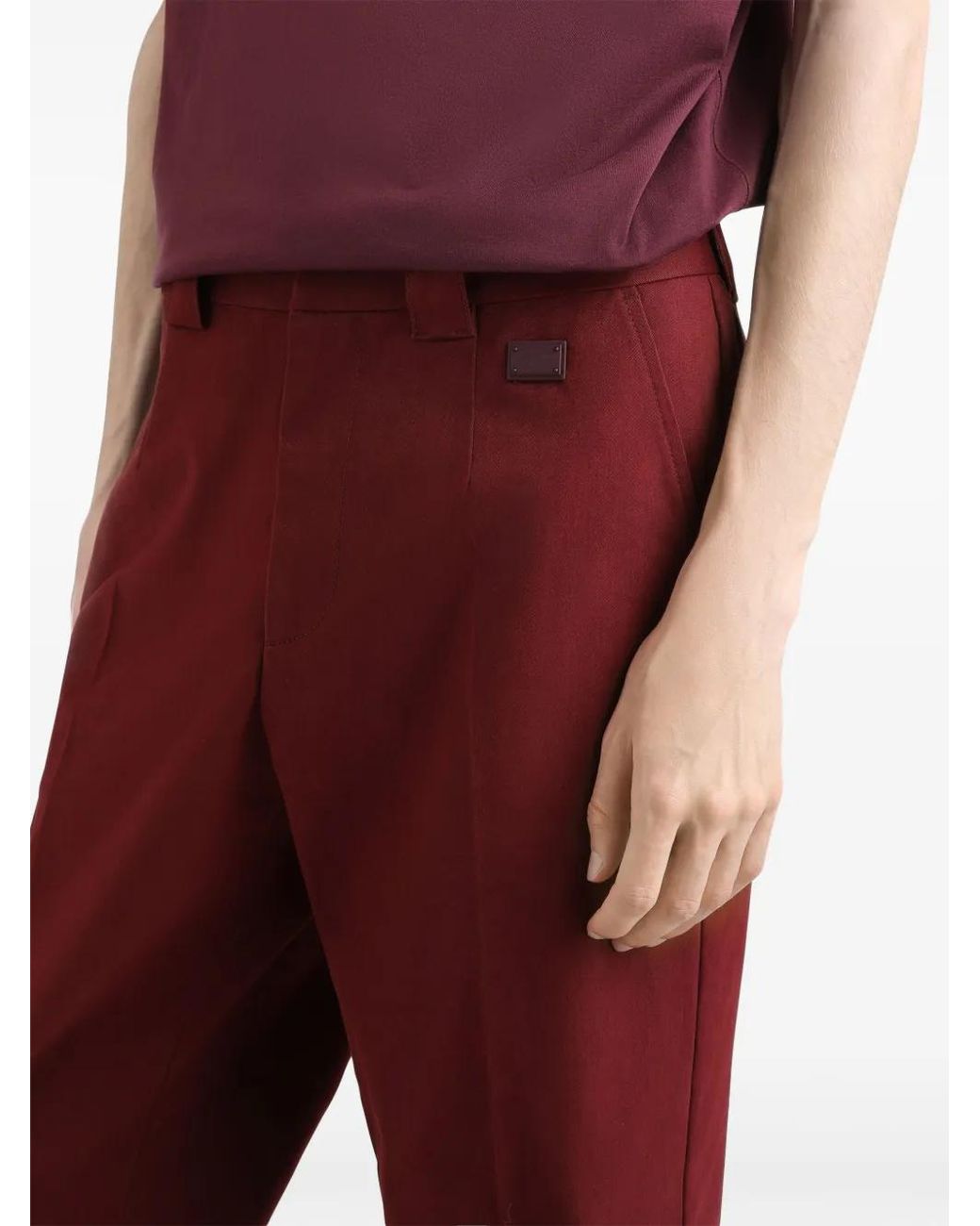 Dolce & Gabbana Red Slim-Cut Trousers for men