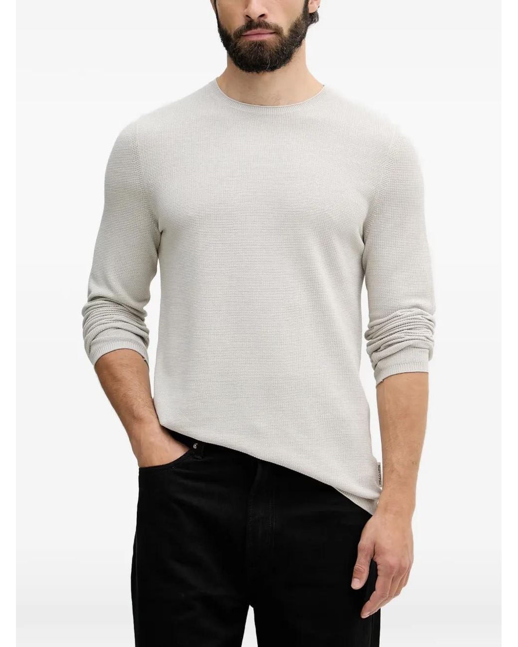 Marc O' Polo White Waffle-Knit Long-Sleeve Sweater for men