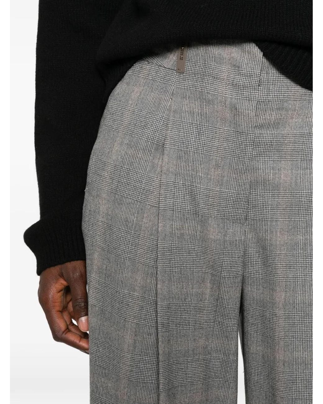 Peserico Gray Prince Of Wales Check Tailored Trousers