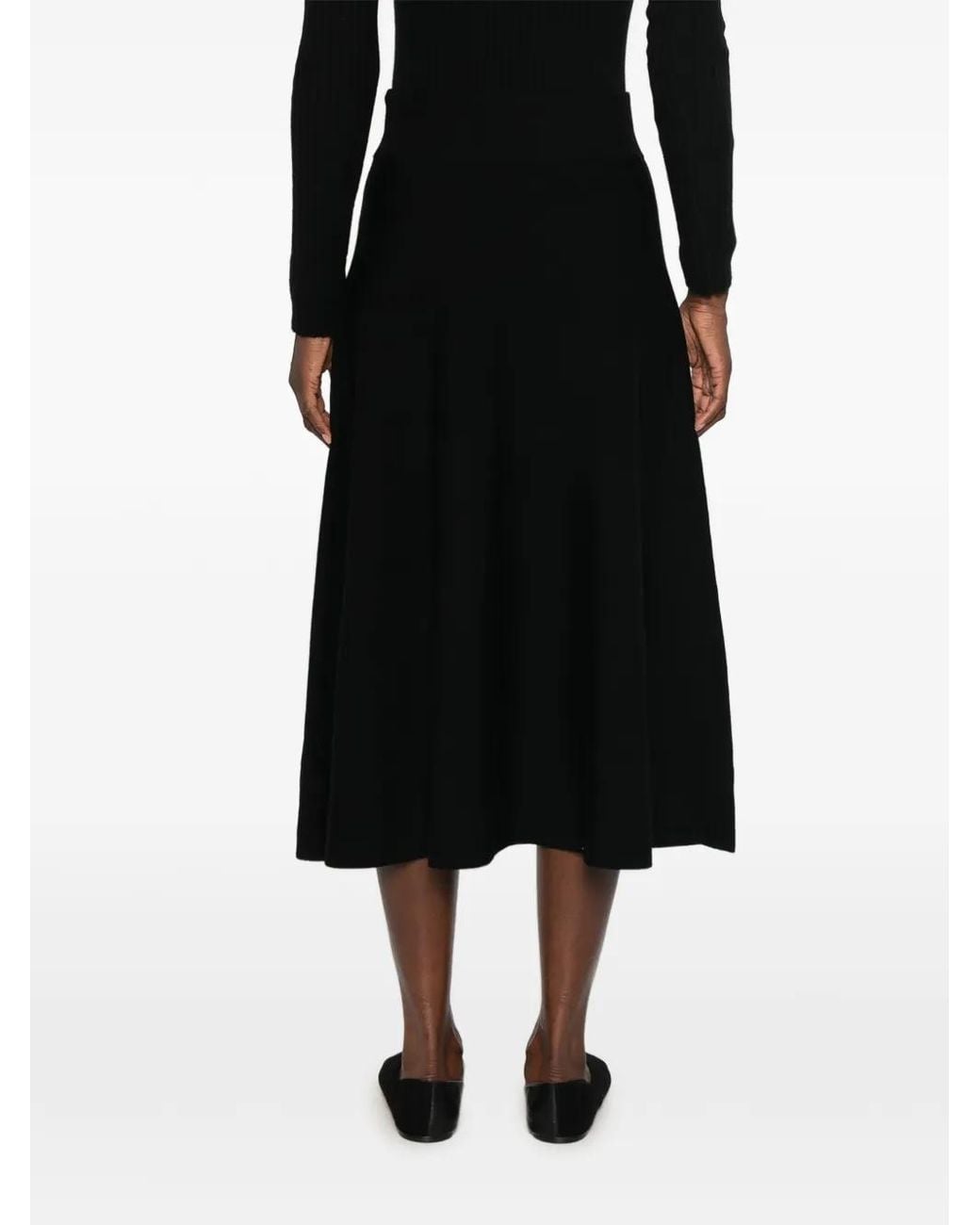 Le Petite Pulle Black Ribbed-Knit Midi Skirt