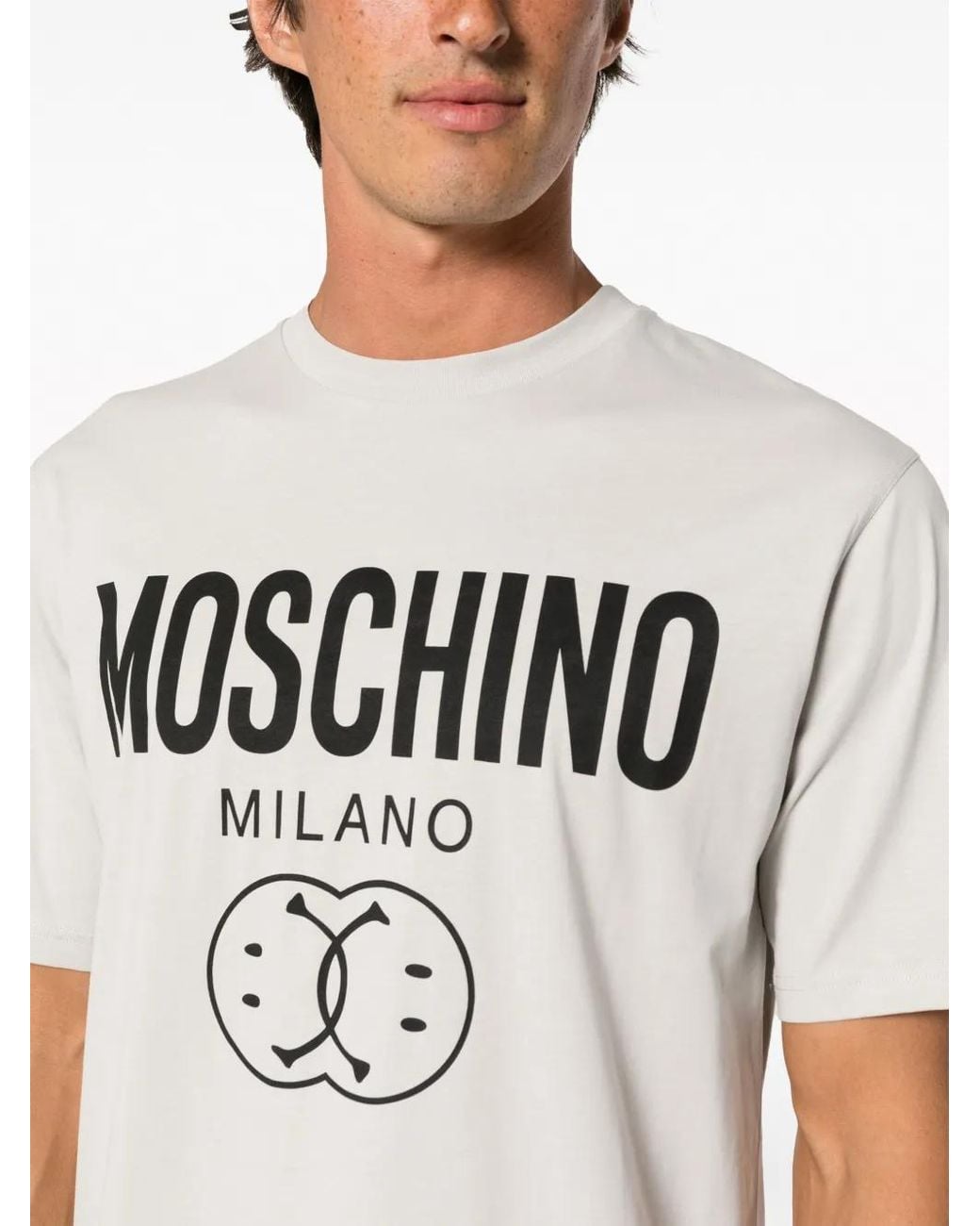 Moschino White Logo-Print Organic-Cotton T-Shirt for men