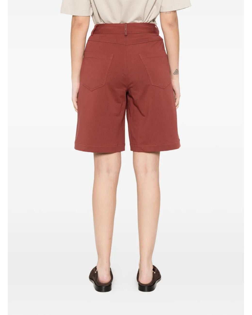 Brunello Cucinelli Red Straight-Leg Shorts