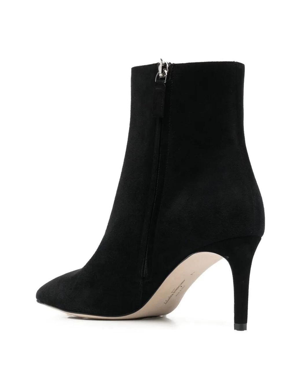 Ferragamo Black Leather Heel Boots