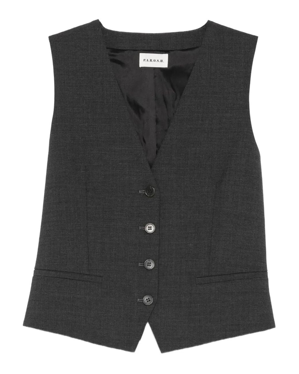 P.A.R.O.S.H. Black Lu Buttoned Waistcoat