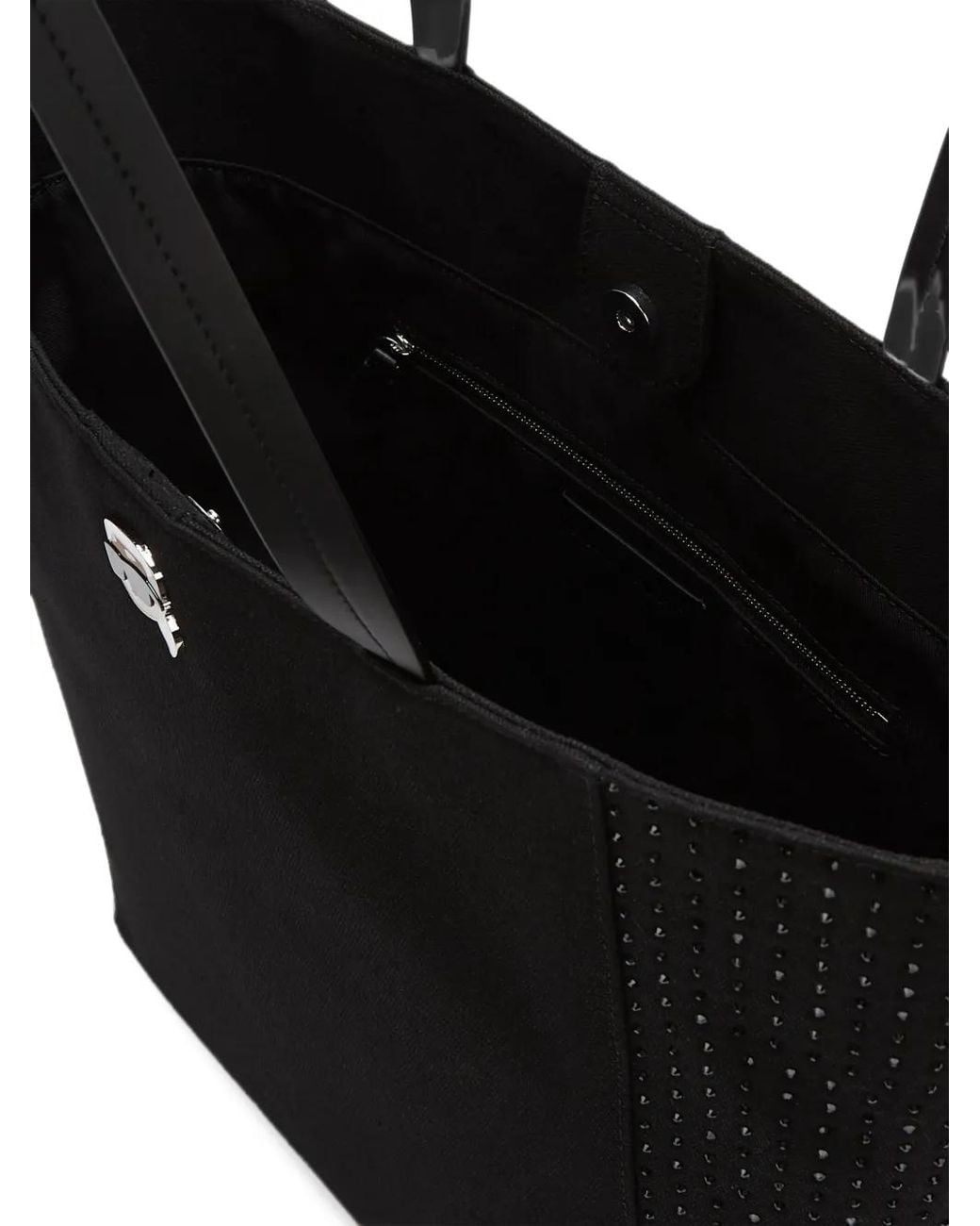 Karl Lagerfeld White Ikon Rhinestone-Embellished Tote Bag