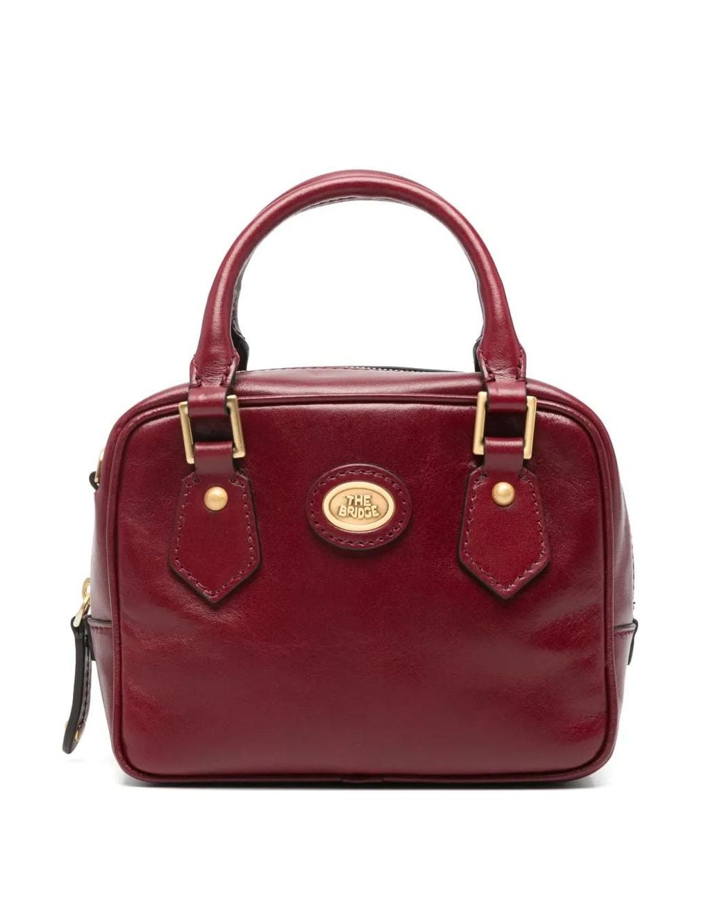 The Bridge Red Boston Leather Tote Bag