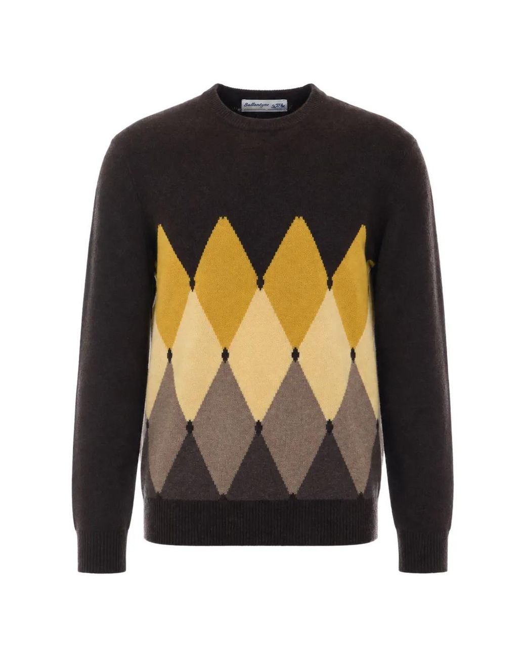 Ballantyne Black Argyle-Pattern Crew-Neck Sweater for men