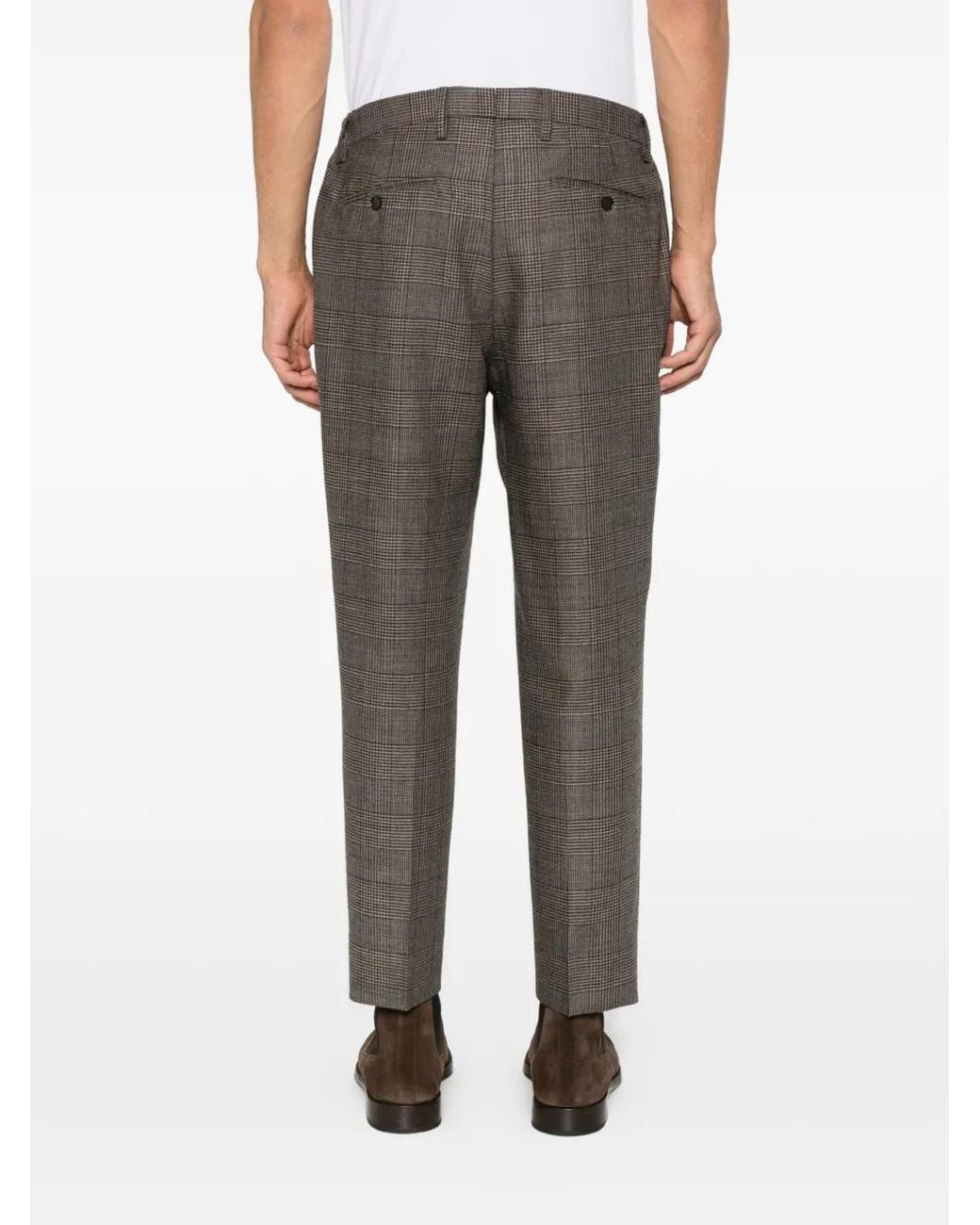 Briglia 1949 Gray Portobello Check Pleated Trousers for men