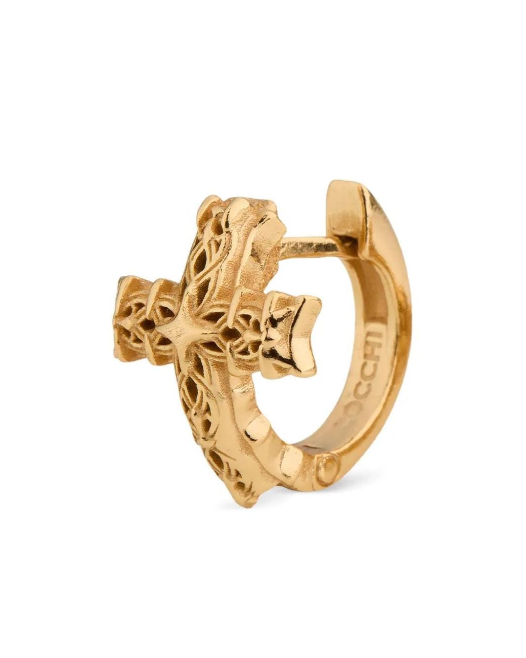 Emanuele Bicocchi Metallic Notre-Dame Cross Hoop Earring