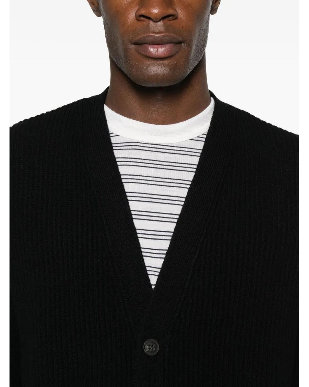 Mc2 Saint Barth Black Wool Cardigan for men