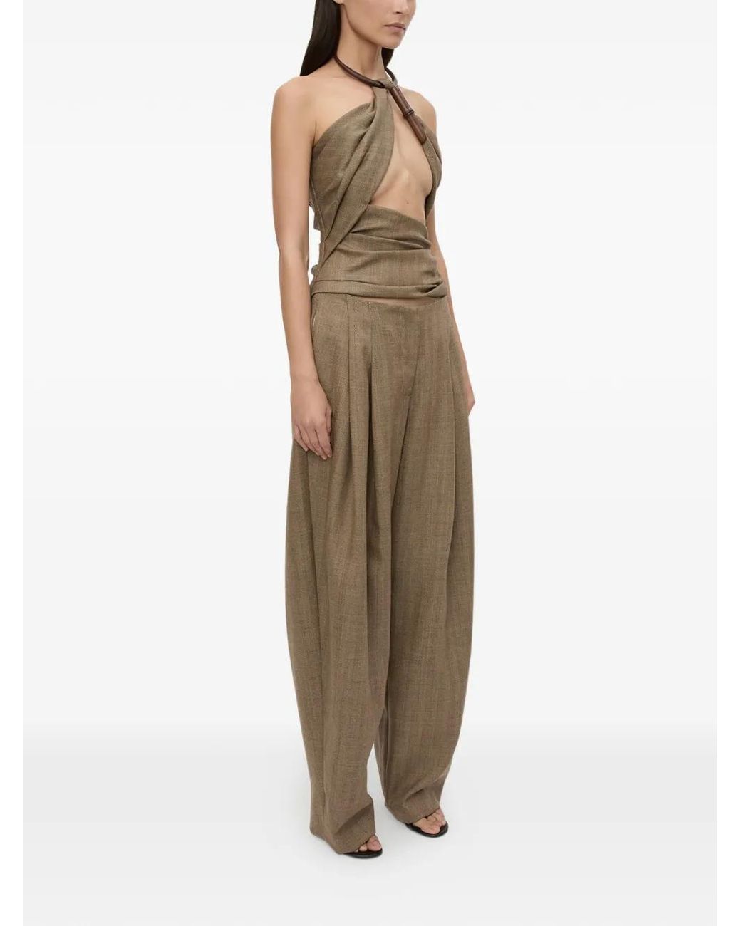 Christopher Esber Green Chime Herringbone Halter Top