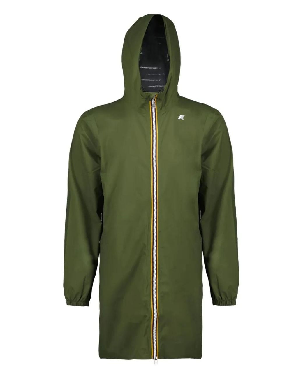 K-Way Green Zip-Fastening Hooded Coat for men