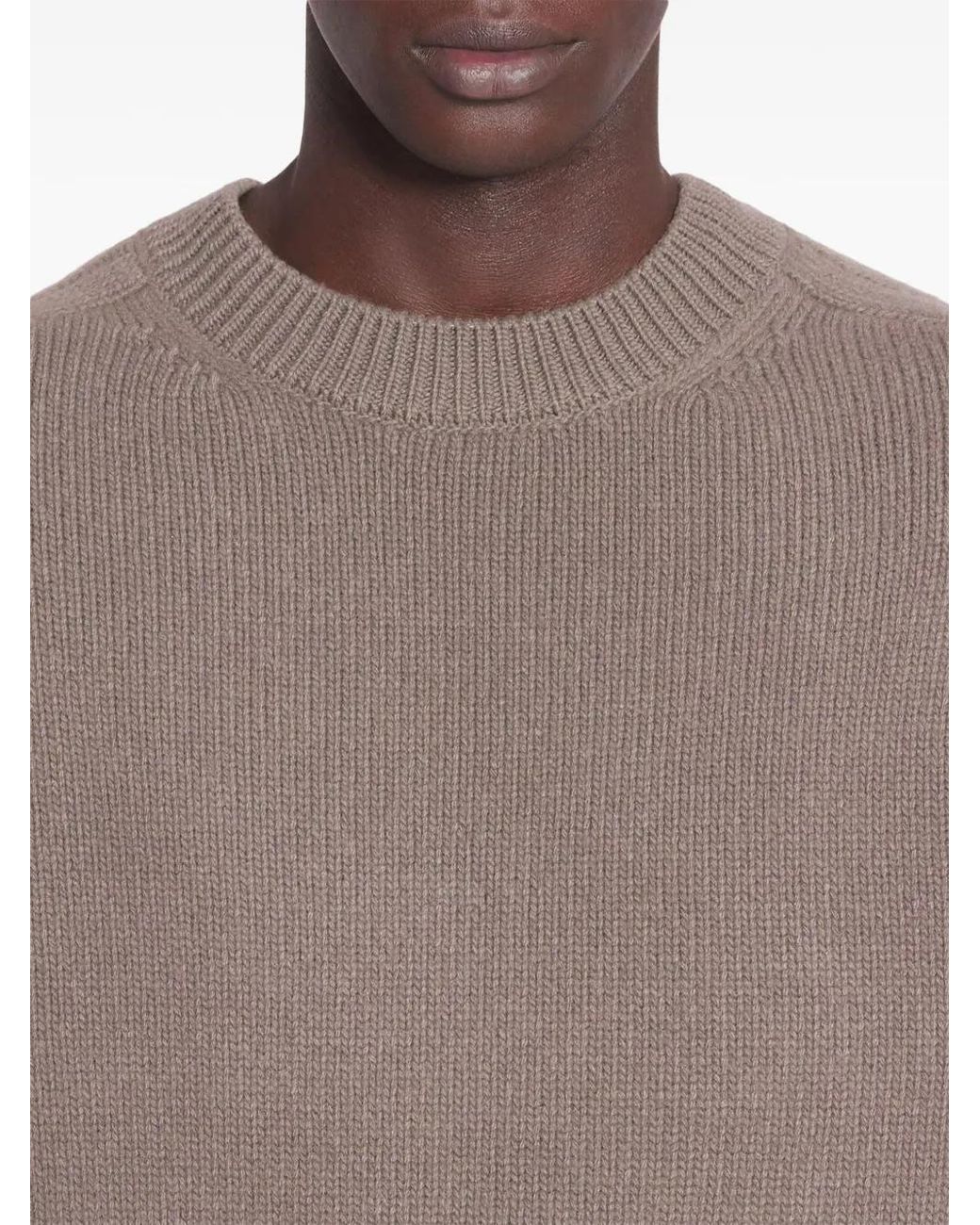 Lanvin Relaxed Fit Knit Jumper With Ribbed Details in Brown für Herren