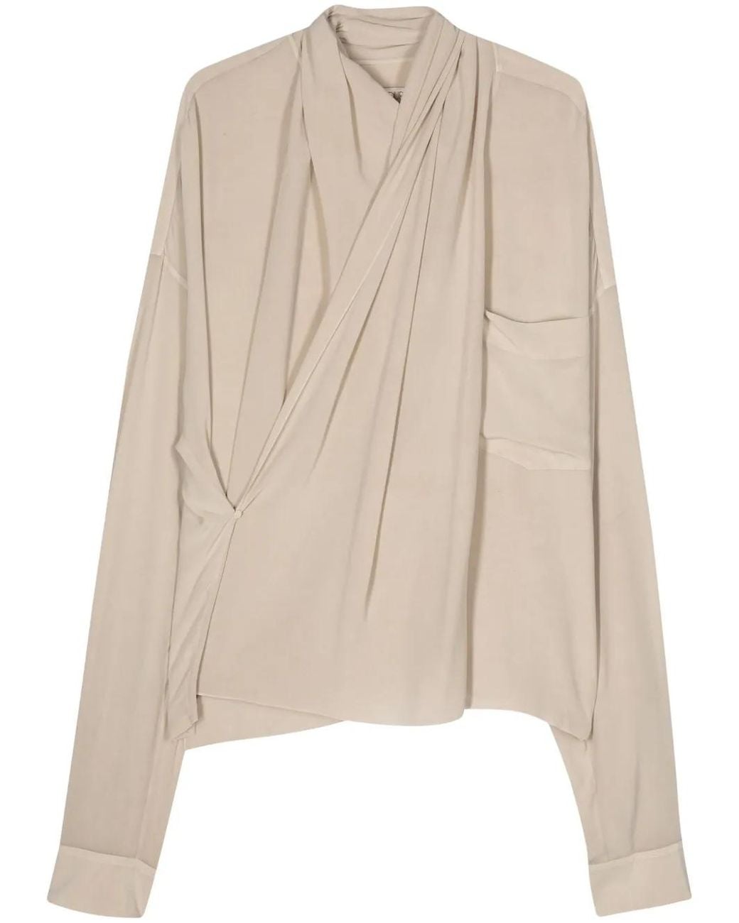 Quira Natural Crepe Silk Shawl Blouse