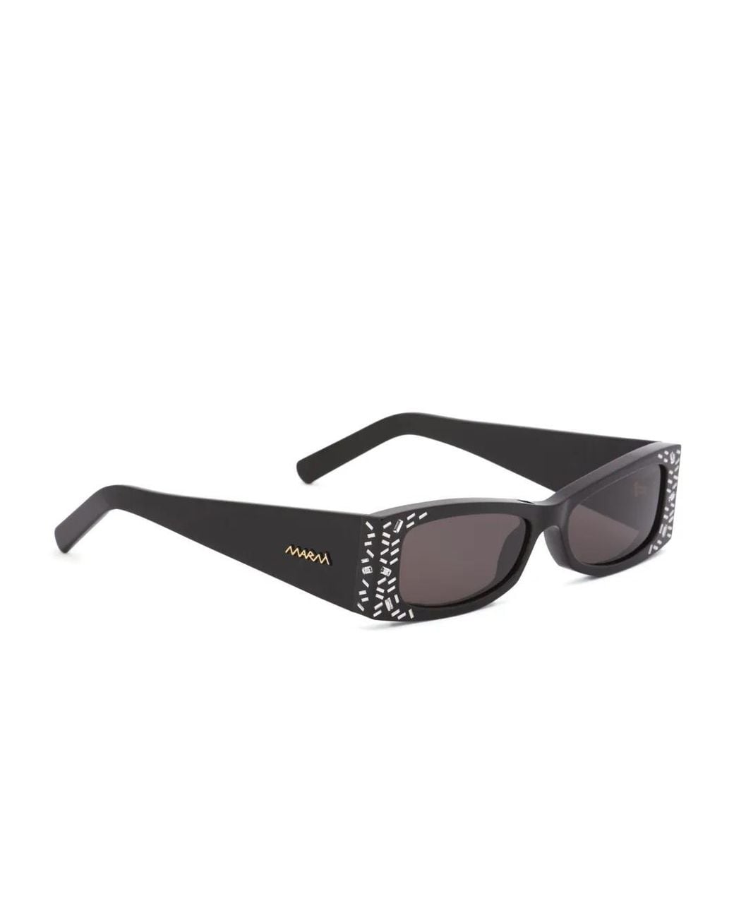Marni Gray Acetate Zokoa Sunglasses With Rhinestones