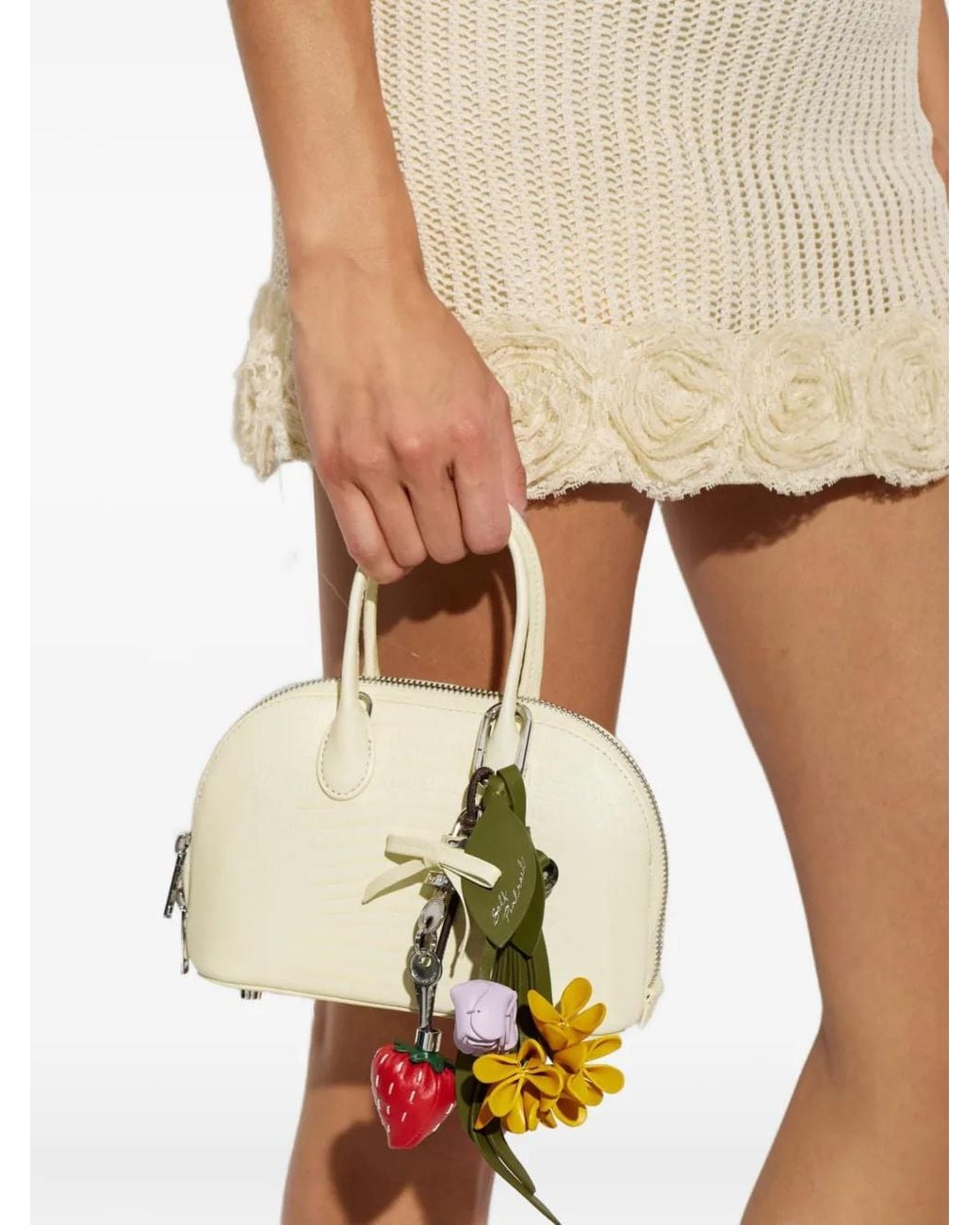 Self-Portrait Natural Lizard-Effect Bowling Mini Bag