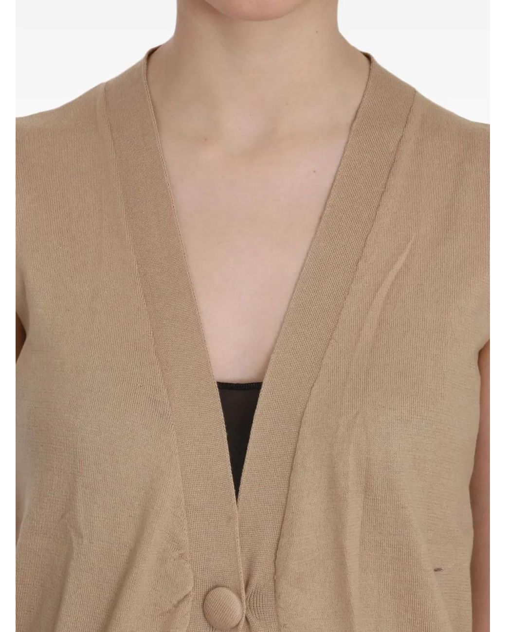 Pink Memories Natural Sleeveless Draped Cardigan
