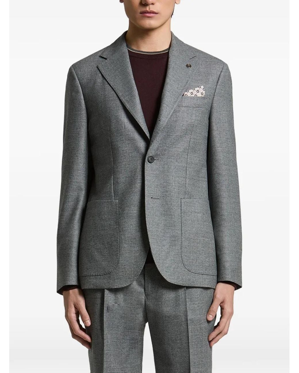 Peserico Gray Single-Breasted Notch-Lapels Jacket for men