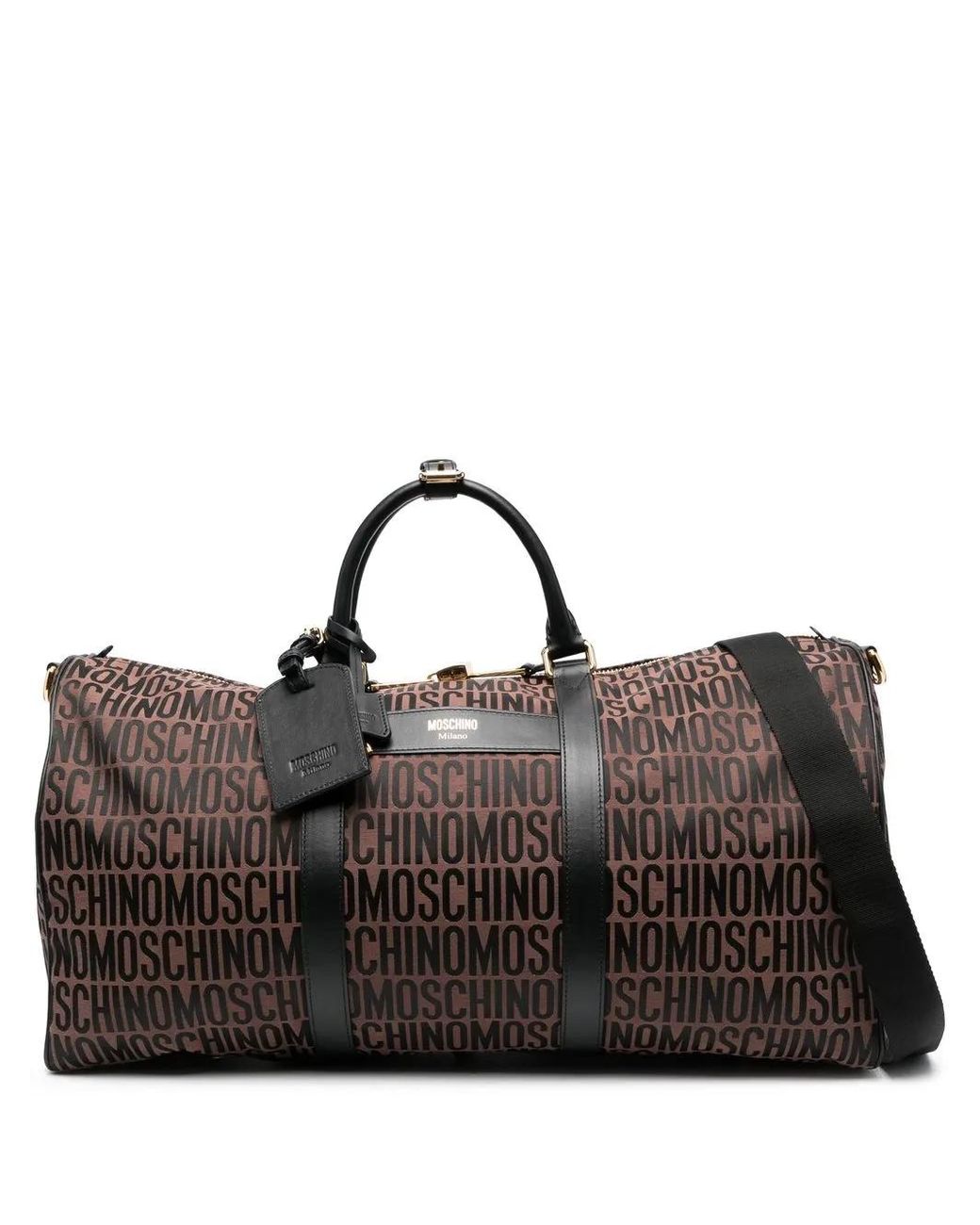 Moschino Black Logo-Print Weekend Bag for men