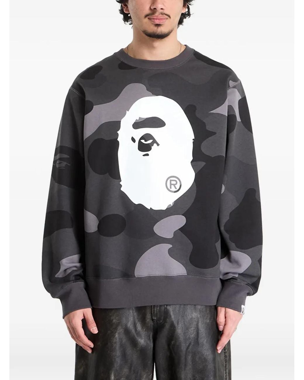 A Bathing Ape Gray Ape Head Camouflage Sweatshirt
